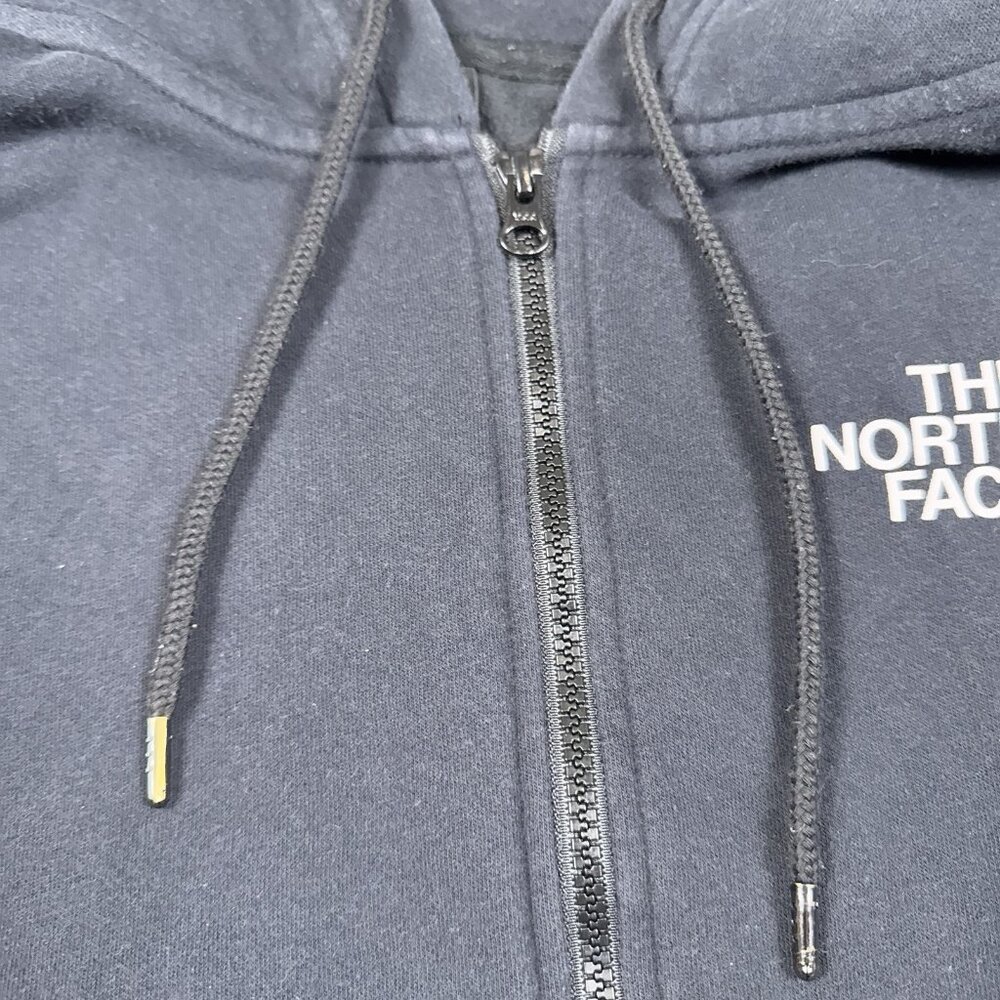 North Face Hoodie Mens Medium Black Spell Out Graphic Full Zip - Picture 8 of 16